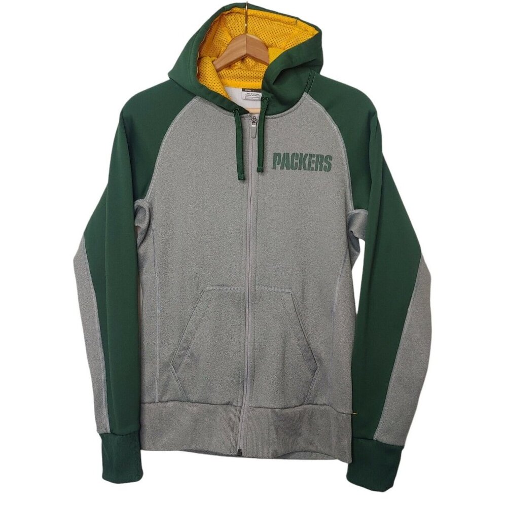 Green Bay Packers NFL Team Apparel NIKE Therma Fit Women's S Sweatshirt Zip Hood